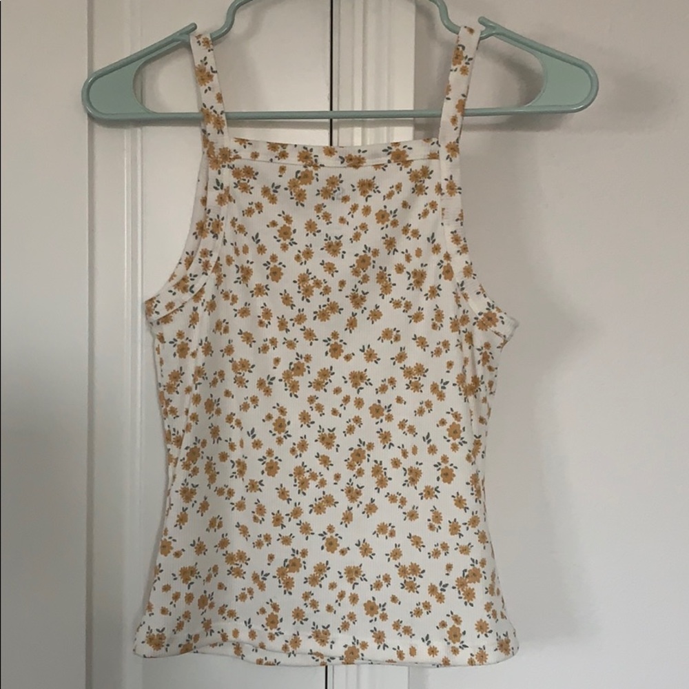 White Floral Tank Top